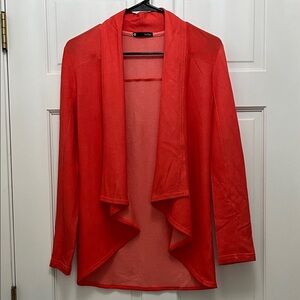 Krisa Vibrant Orange Open Front Draped Cardigan - Size XS